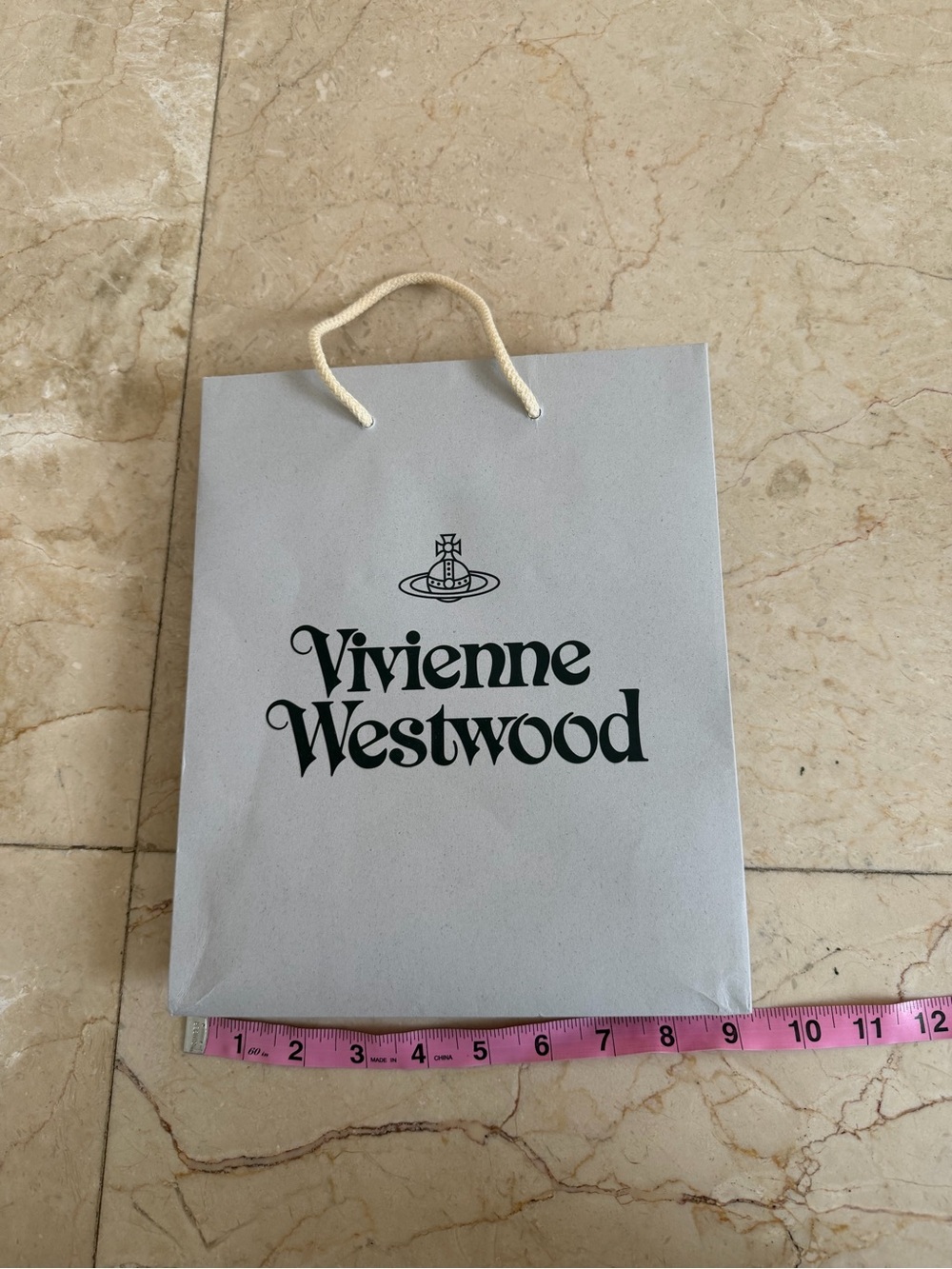 Vivienne Westwood Light Gray Paper Shopping Bag with Black Logo